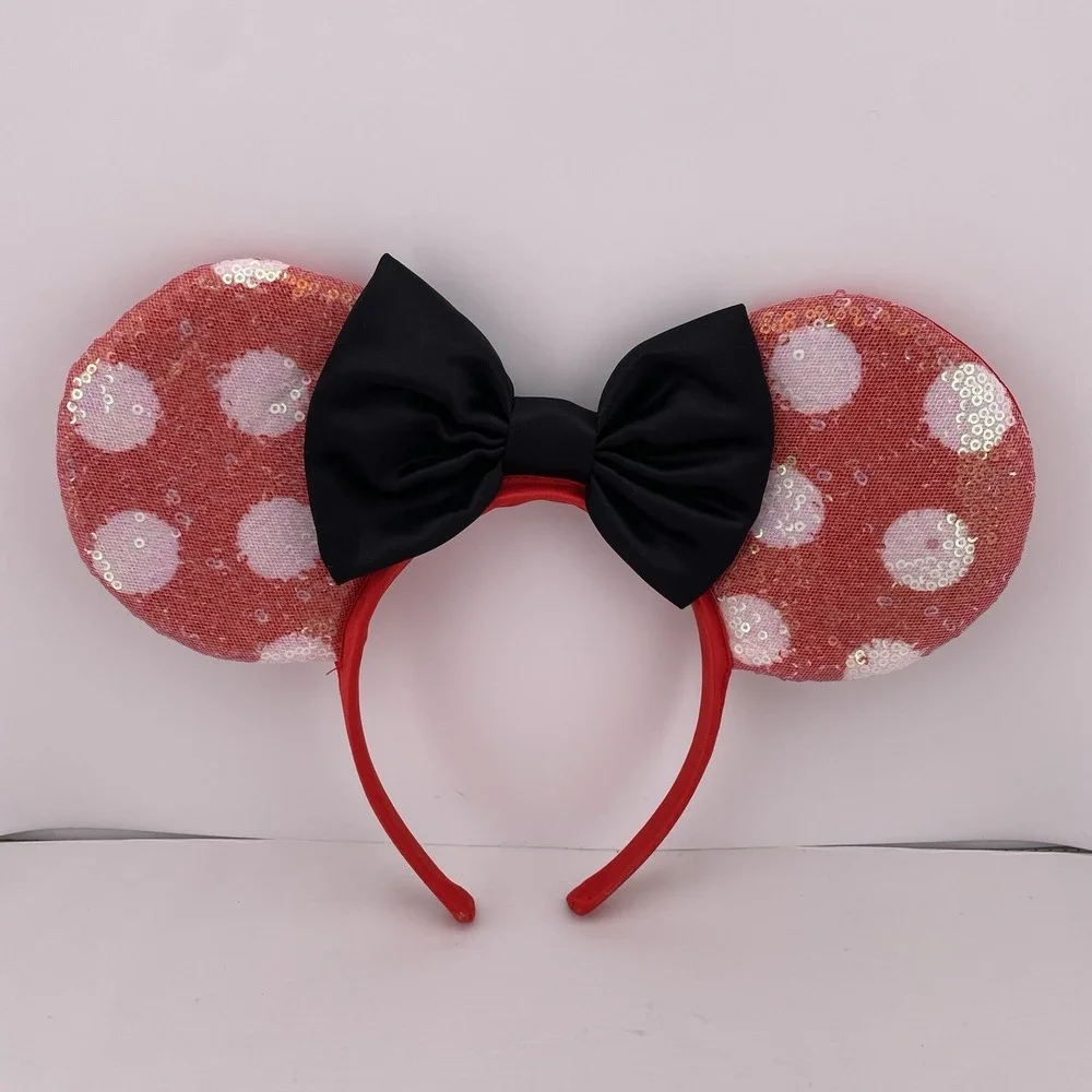 Disney‎ Minnie Mouse Ears Headband Sequin Polka Dot Bow Cosplay Costume Set of 3